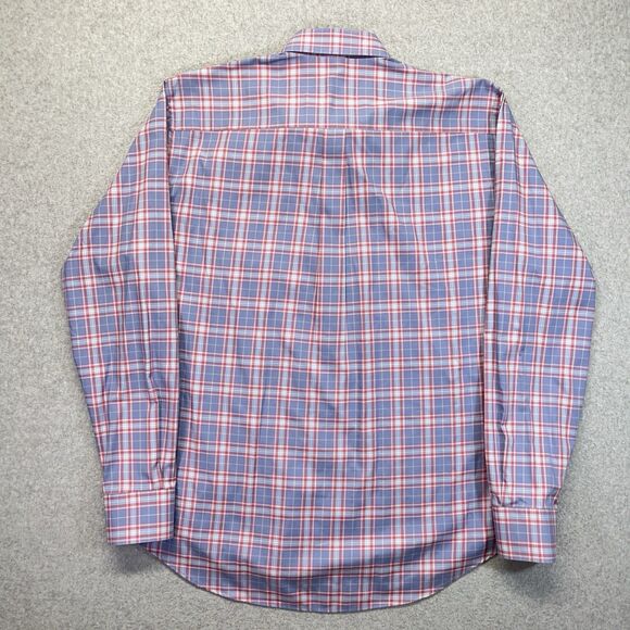 Peter Millar Crown Sport Button Down Shirt Men’s Large Magenta Blue Plaid - Picture 7 of 10